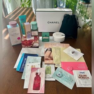 La Mer 7 ml + Luxe Samples in Chanel Gift Box & Pouch (Elemis, Dior, GenSee)
